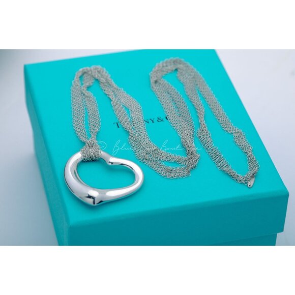 Tiffany & Co. Necklace Large Open Heart Mesh Pendant 36mm in Silver - Picture 4 of 9